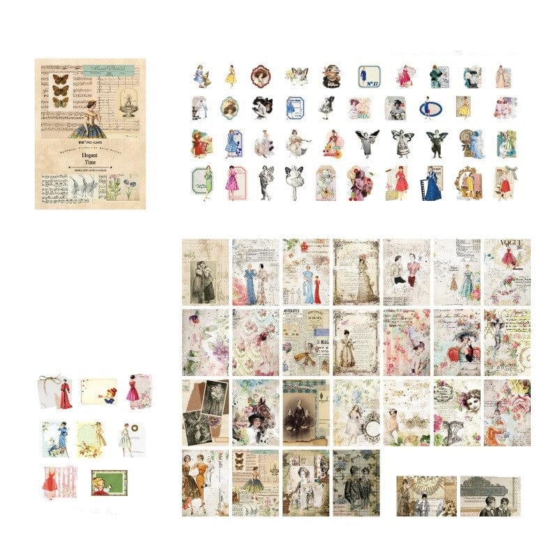 KUMA Stationery & Crafts  100pcs Nostalgic Treasures Vintage Sticker Collection; 6 design packs to choose from!