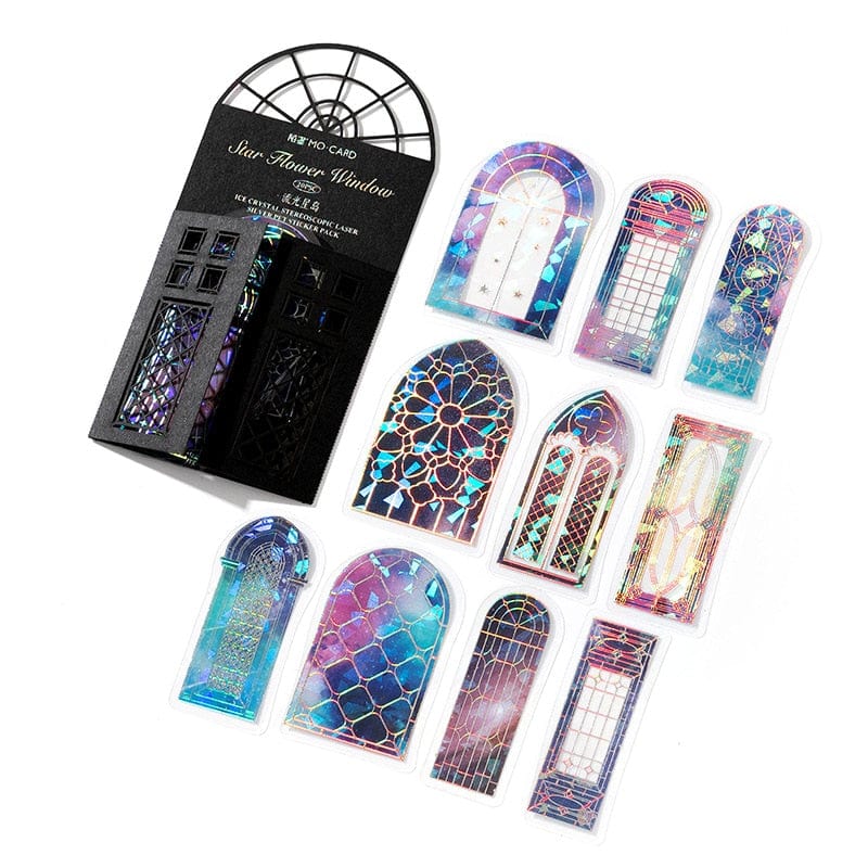 KUMA Stationery & Crafts  E 20pcs Holographic Stained-Glass Window Stickers