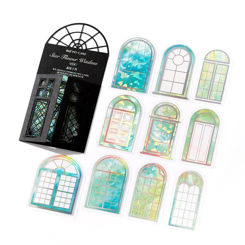 KUMA Stationery & Crafts  C 20pcs Holographic Stained-Glass Window Stickers