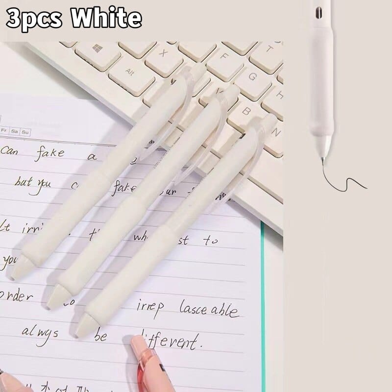 KUMA Stationery & Crafts  3pcs White 3/5pcs Soft Touch Ballpoint Gel Pens with Writing Grip