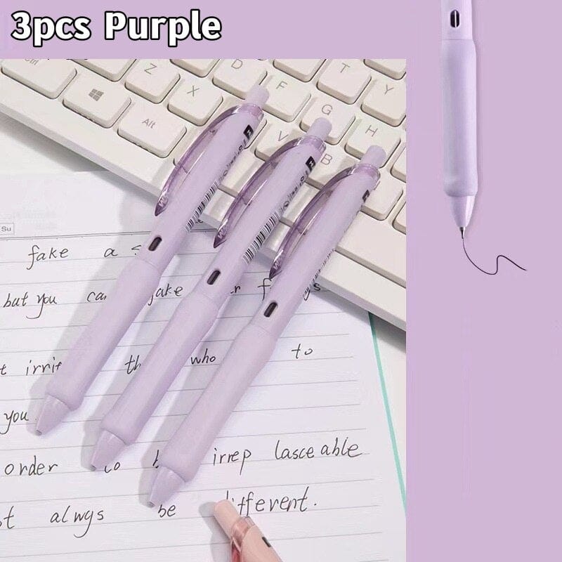KUMA Stationery & Crafts  3pcs Purple 3/5pcs Soft Touch Ballpoint Gel Pens with Writing Grip