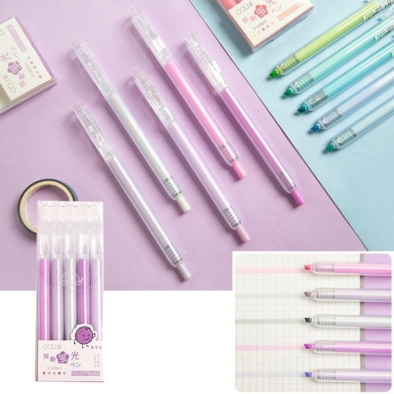 KUMA Stationery & Crafts  Purple set 5pcs Fluorescent Highlighter Pen Set