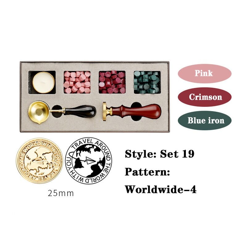 KUMA Stationery & Crafts  Pattern: Worldwide Travel DIY Beginner Wax Stamp Kit