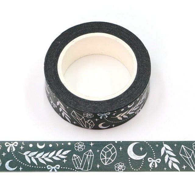KUMA Stationery & Crafts  Stationery Luna Crystals - Green Luna & Leaves Washi Tape Series