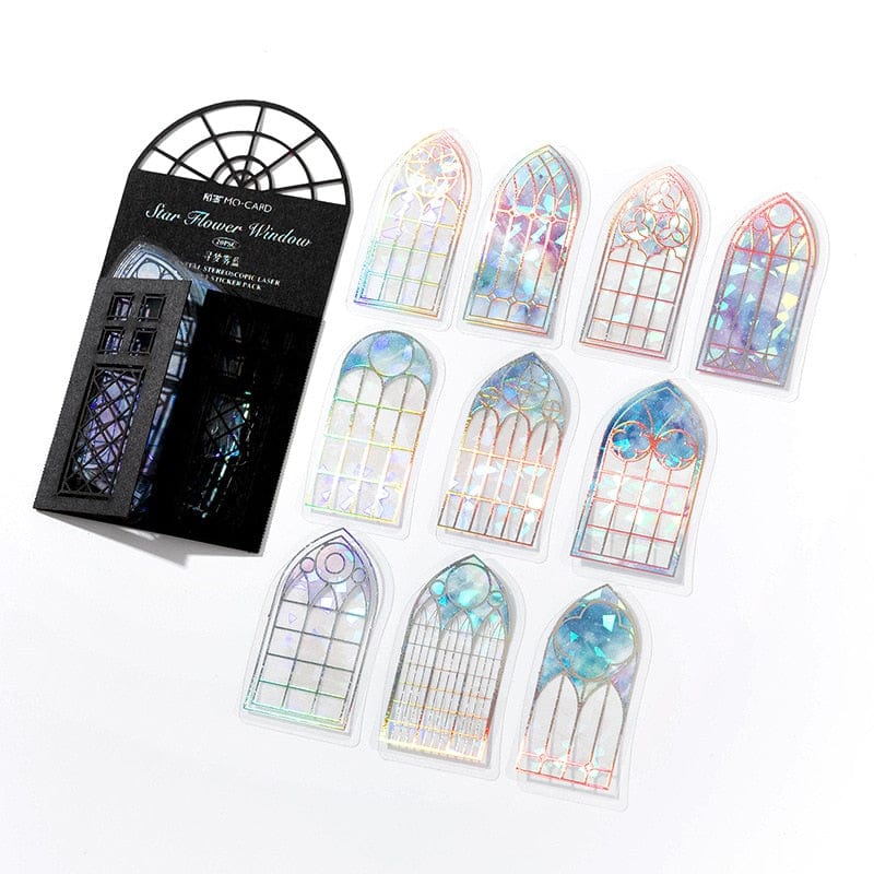 KUMA Stationery & Crafts  A 20pcs Holographic Stained-Glass Window Stickers