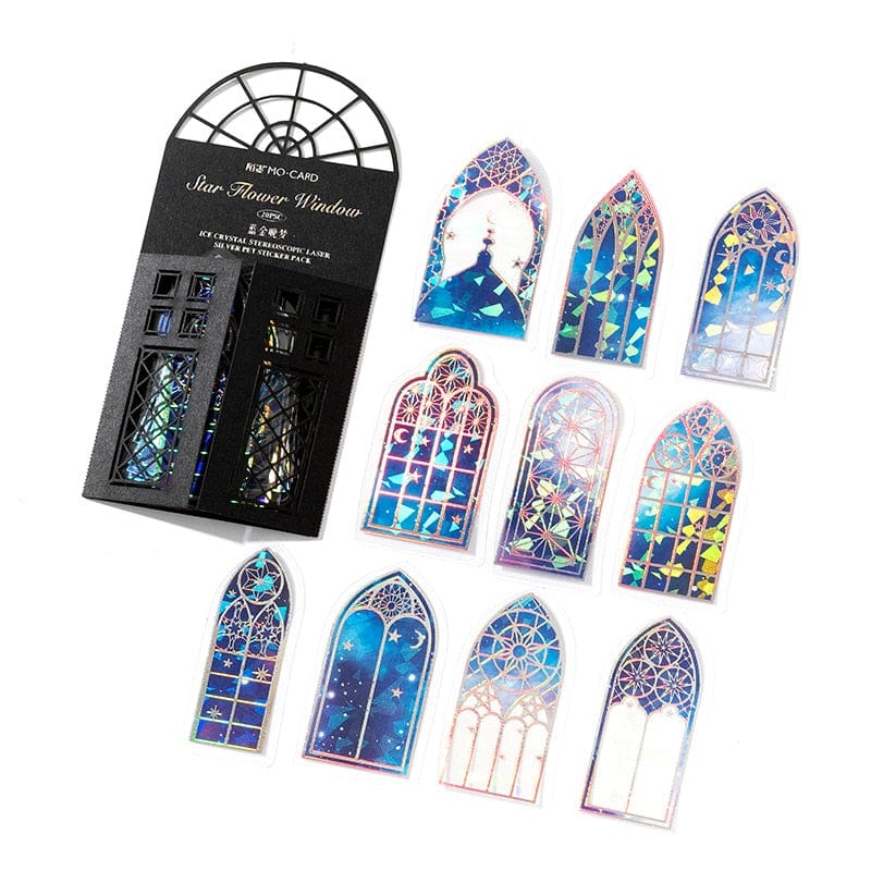 KUMA Stationery & Crafts  F 20pcs Holographic Stained-Glass Window Stickers