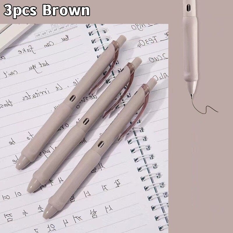 KUMA Stationery & Crafts  3pcs Brown 3/5pcs Soft Touch Ballpoint Gel Pens with Writing Grip