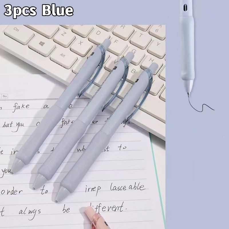 KUMA Stationery & Crafts  3pcs Blue 3/5pcs Soft Touch Ballpoint Gel Pens with Writing Grip