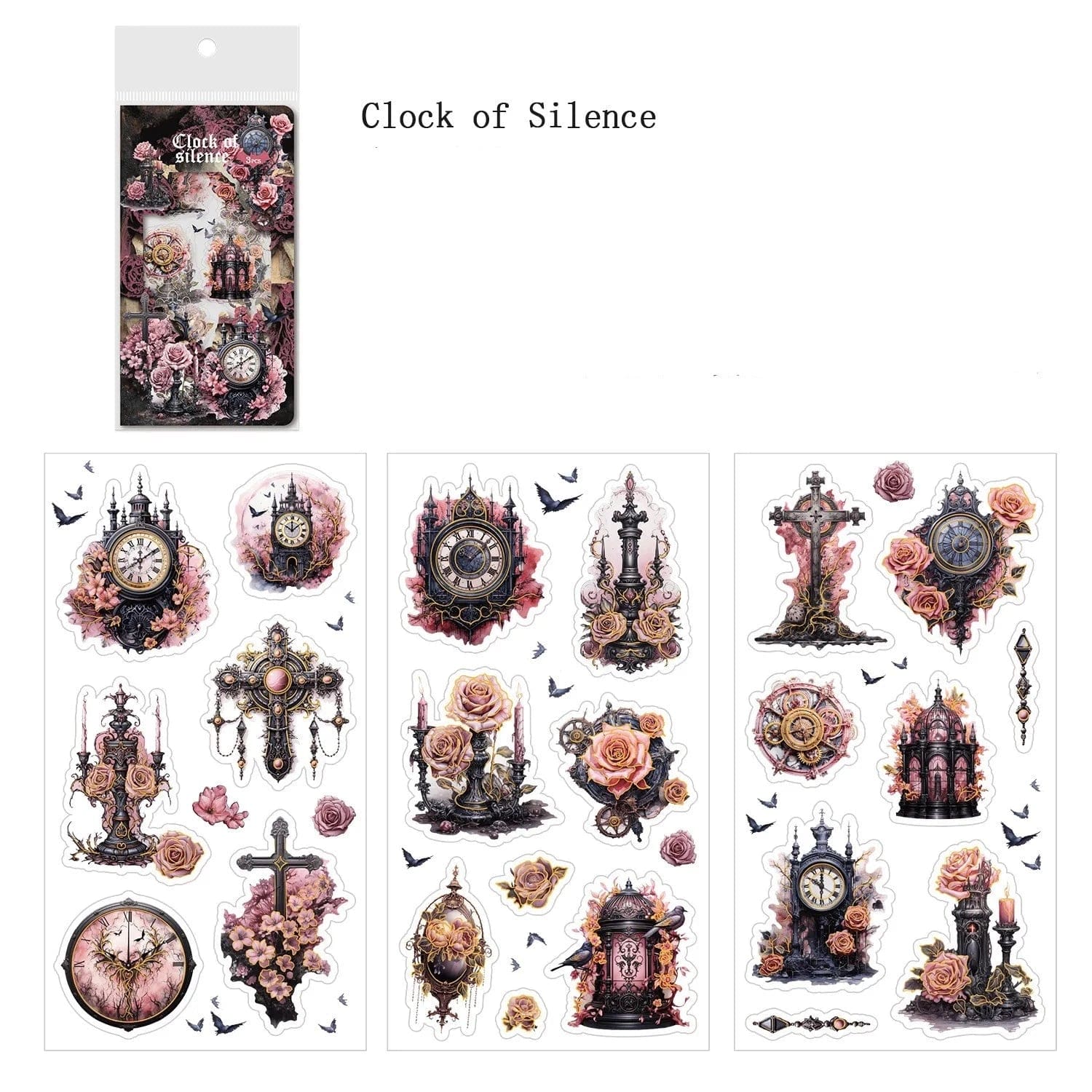 KUMA Stationery & Crafts  B 3 Sheets Gothic Rose Sticker Set
