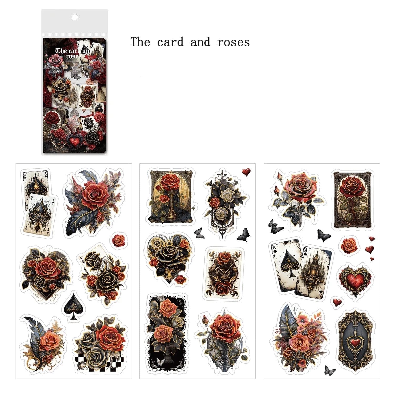 KUMA Stationery & Crafts  C 3 Sheets Gothic Rose Sticker Set