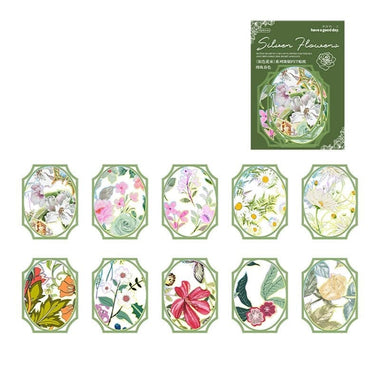 KUMA Stationery & Crafts  D 30pcs Silver Flower Series Sticker Pack