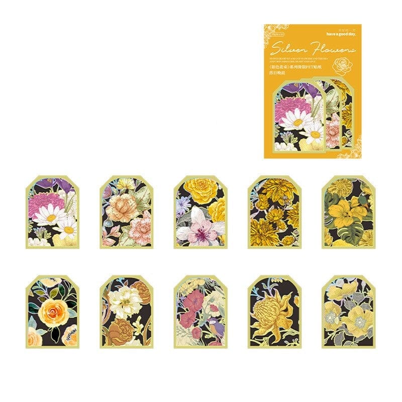 KUMA Stationery & Crafts  C 30pcs Silver Flower Series Sticker Pack