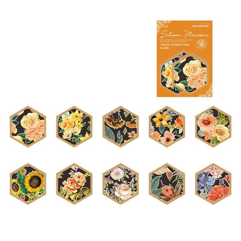 KUMA Stationery & Crafts  H 30pcs Silver Flower Series Sticker Pack