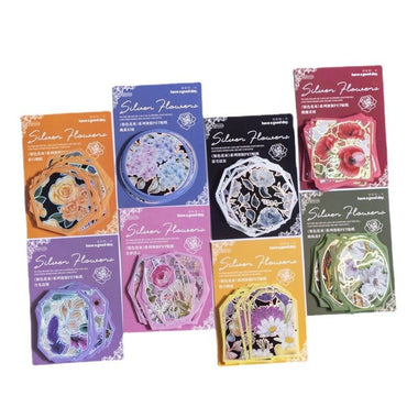 KUMA Stationery & Crafts  30pcs Silver Flower Series Sticker Pack