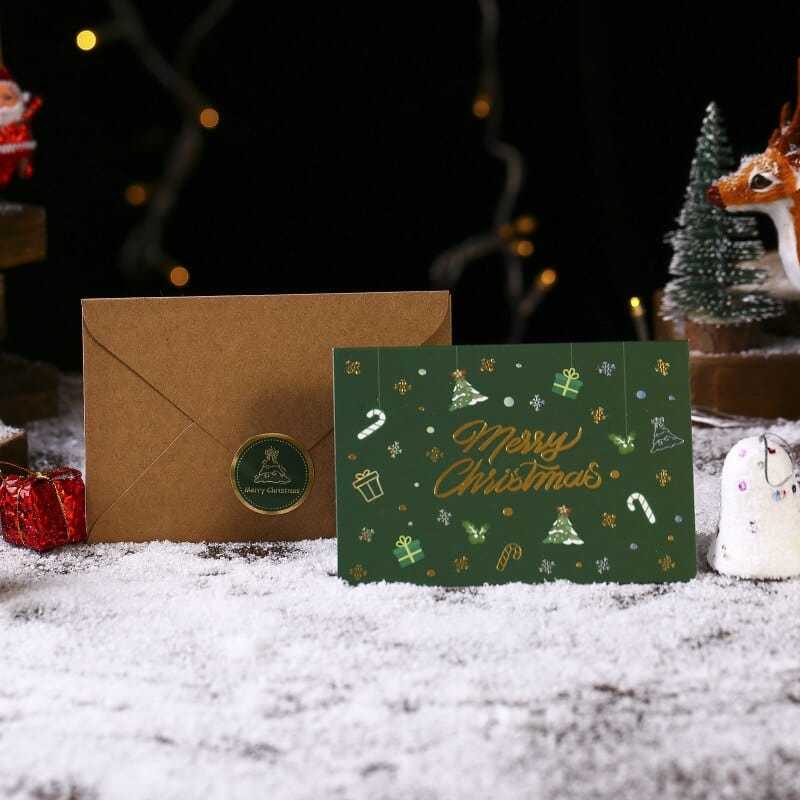 KUMA Stationery & Crafts  Green 3pcs Christmas Card + Envelope