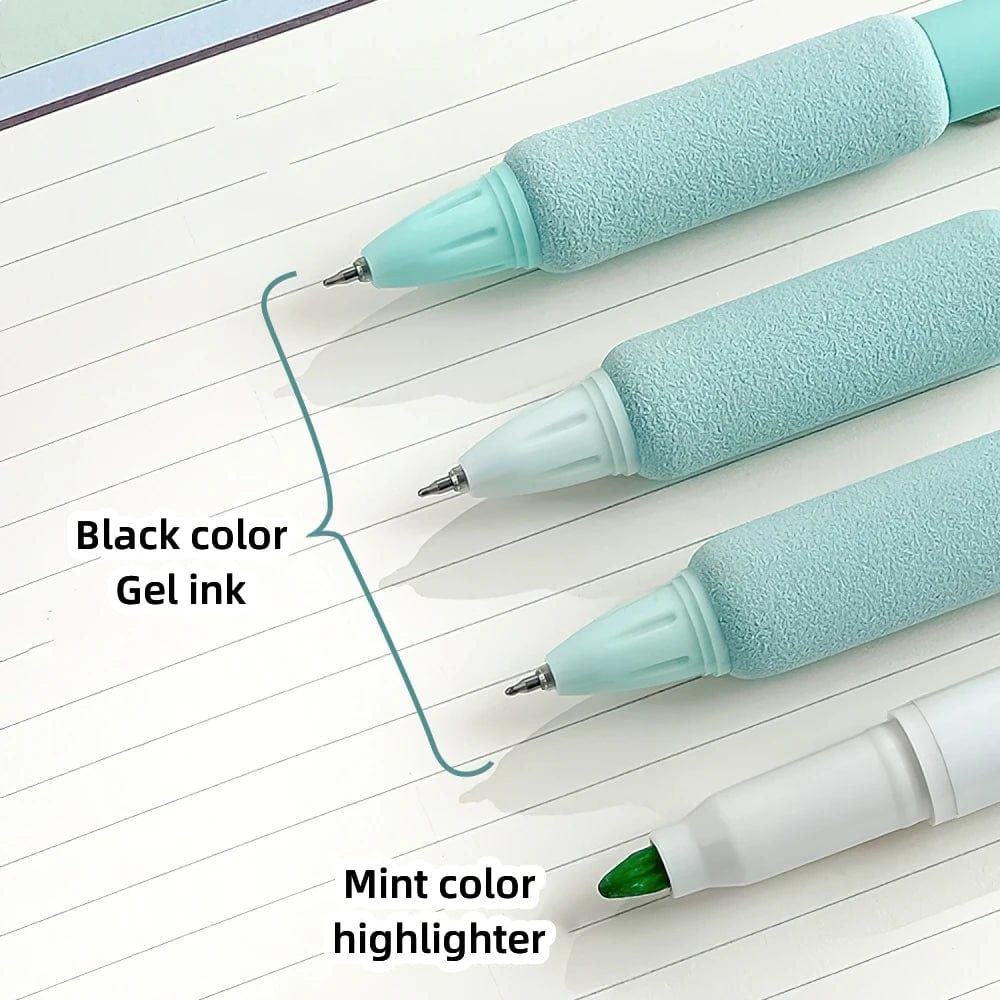 KUMA Stationery & Crafts  Mint set 4pc Mint Gel Pens & Highlighter Set 0.5mm
