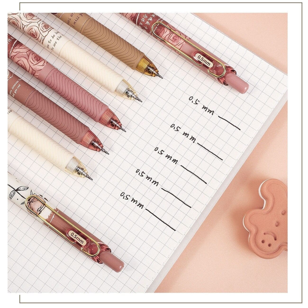 KUMA Stationery & Crafts  4pcs Rose Gel Pen Set 0.5mm
