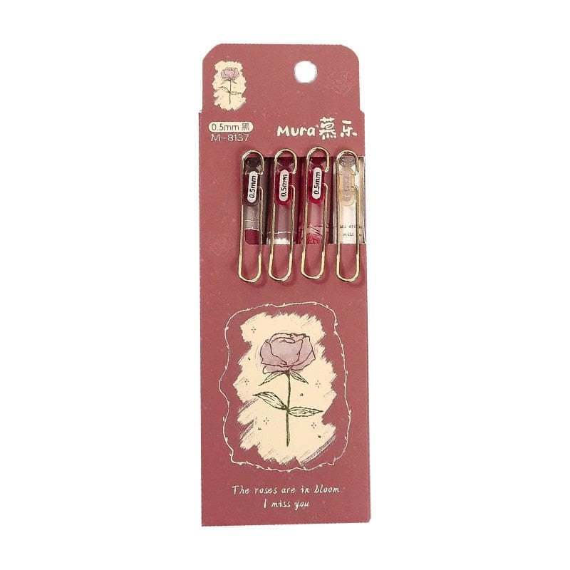 KUMA Stationery & Crafts  4pcs Rose Gel Pen Set 0.5mm