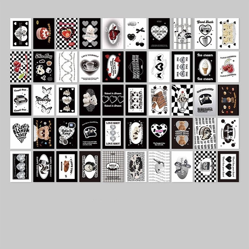 KUMA Stationery & Crafts  Black Set 50 Sheets Kawaii Vintage Sticker Book