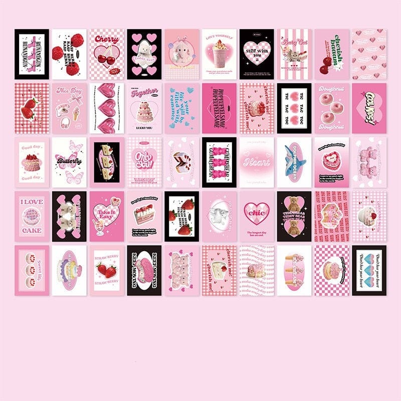 KUMA Stationery & Crafts  Pink Set 50 Sheets Kawaii Vintage Sticker Book