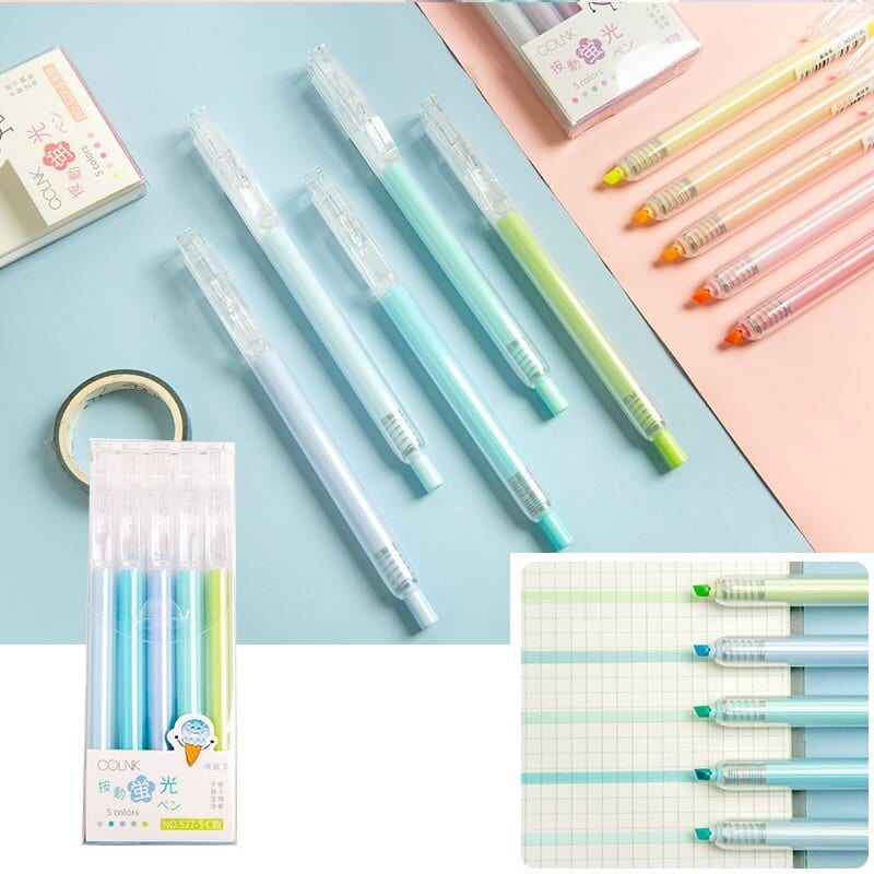 KUMA Stationery & Crafts  Blue set 5pcs Fluorescent Highlighter Pen Set