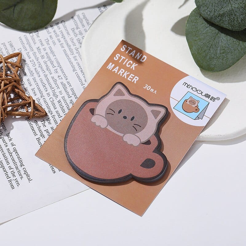 KUMA Stationery & Crafts  G Cute Cat in a Mug Sticky Notes