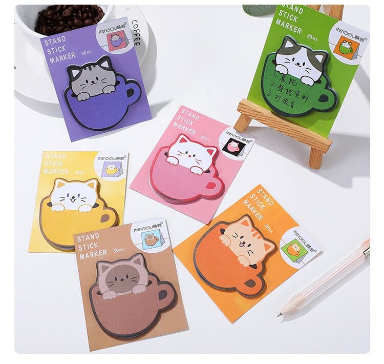 KUMA Stationery & Crafts  Cute Cat in a Mug Sticky Notes