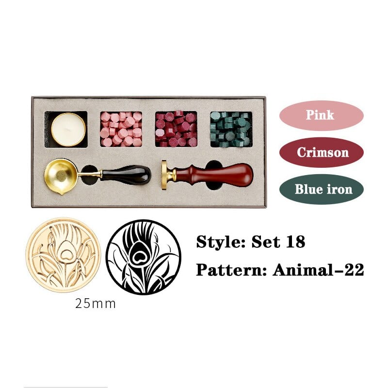 KUMA Stationery & Crafts  Pattern: Animal-22 Peacock Feather DIY Beginner Wax Stamp Kit