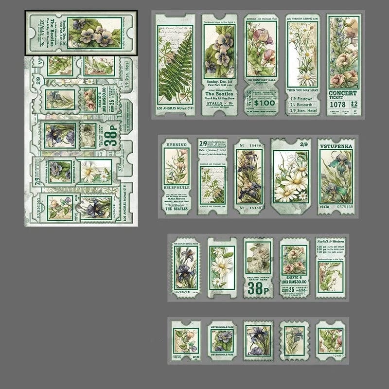 KUMA Stationery & Crafts  B Floral Garden Retro Sticker Set