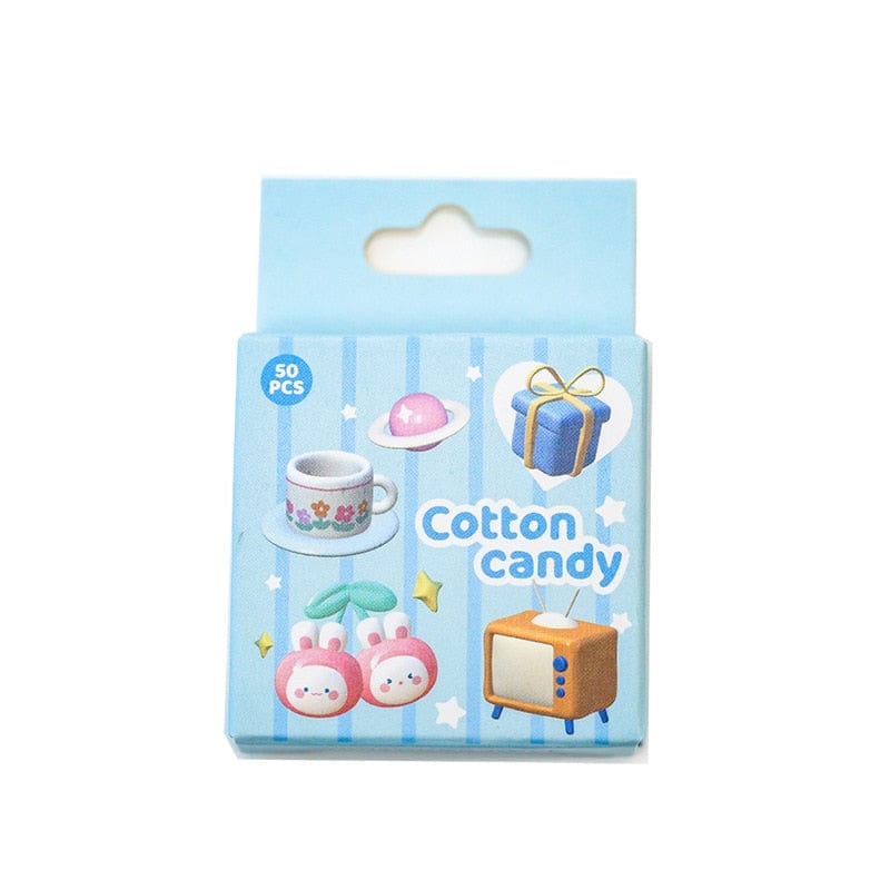 KUMA Stationery & Crafts  Kawaii Cotton Candy 50pc Sticker Set