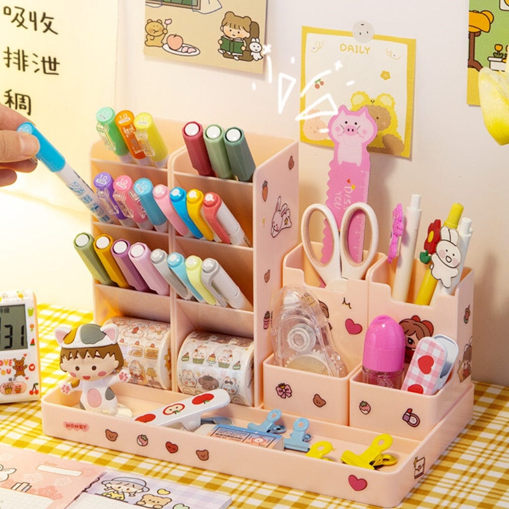 KUMA Stationery & Crafts  Kawaii Desktop Stationery Organizer; with free stickers!