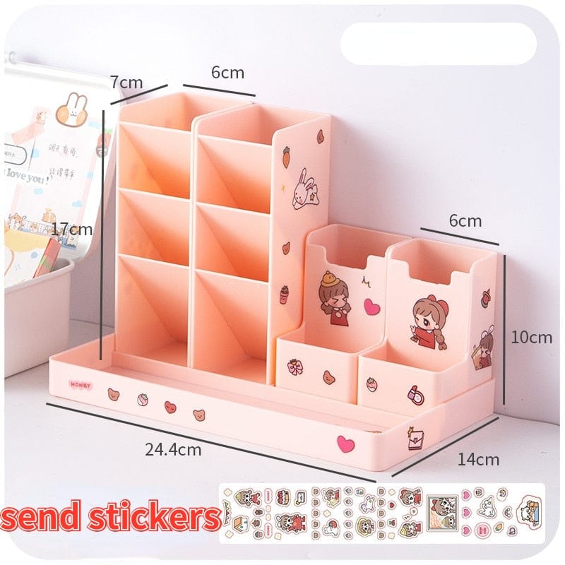 KUMA Stationery & Crafts  Pink Kawaii Desktop Stationery Organizer; with free stickers!