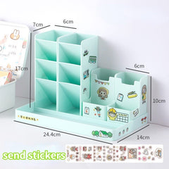 KUMA Stationery & Crafts  Green Kawaii Desktop Stationery Organizer; with free stickers!
