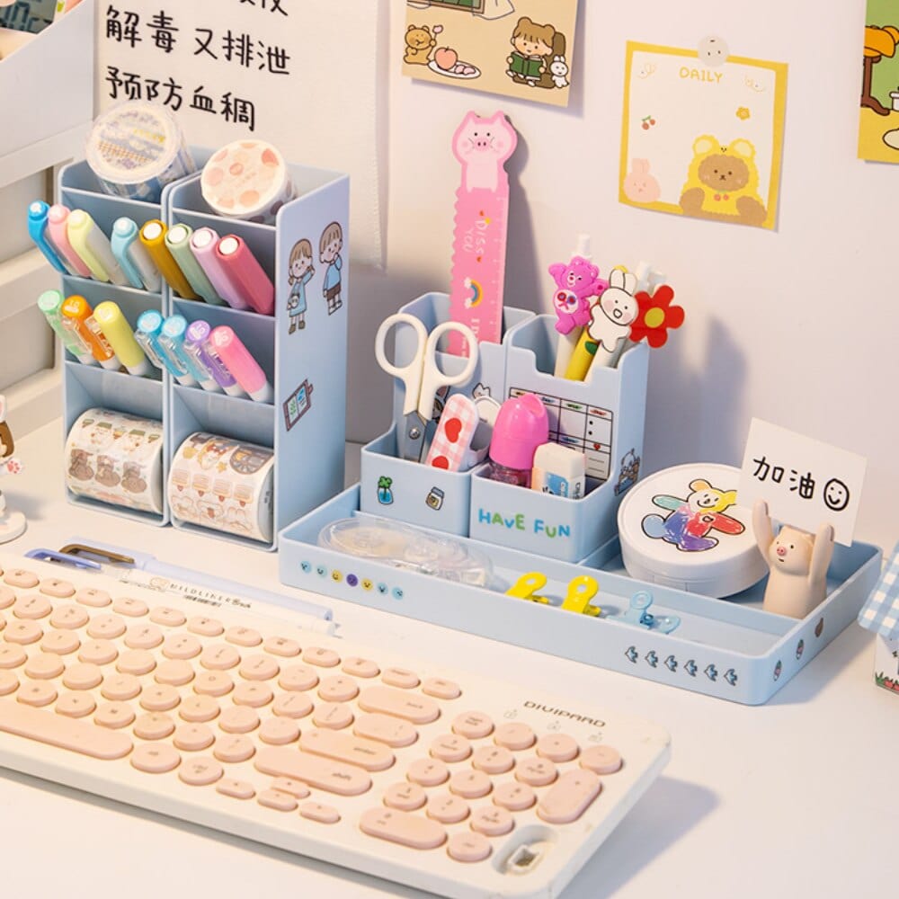 KUMA Stationery & Crafts  Kawaii Desktop Stationery Organizer; with free stickers!