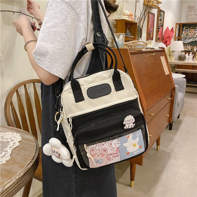 KUMA Stationery & Crafts  Black / With-Accessories Korean Style Kawaii Backpack/Shoulder Bag (with accessories)