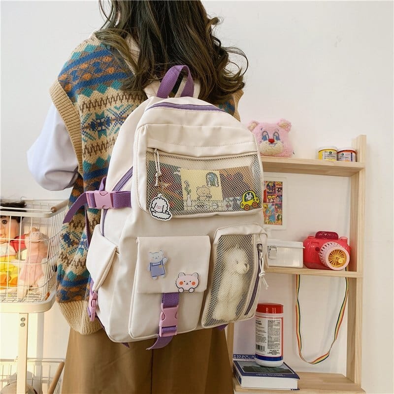 KUMA Stationery & Crafts  Beige / With-Accessories NEW Kawaii Large Capacity Backpack with Accessories Included 🎒