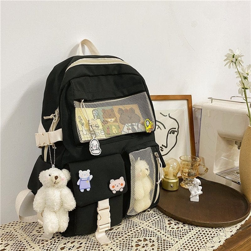 KUMA Stationery & Crafts  Black / With-Accessories NEW Kawaii Large Capacity Backpack with Accessories Included 🎒