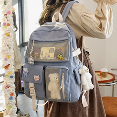 KUMA Stationery & Crafts  Blue / With-Accessories NEW Kawaii Large Capacity Backpack with Accessories Included 🎒