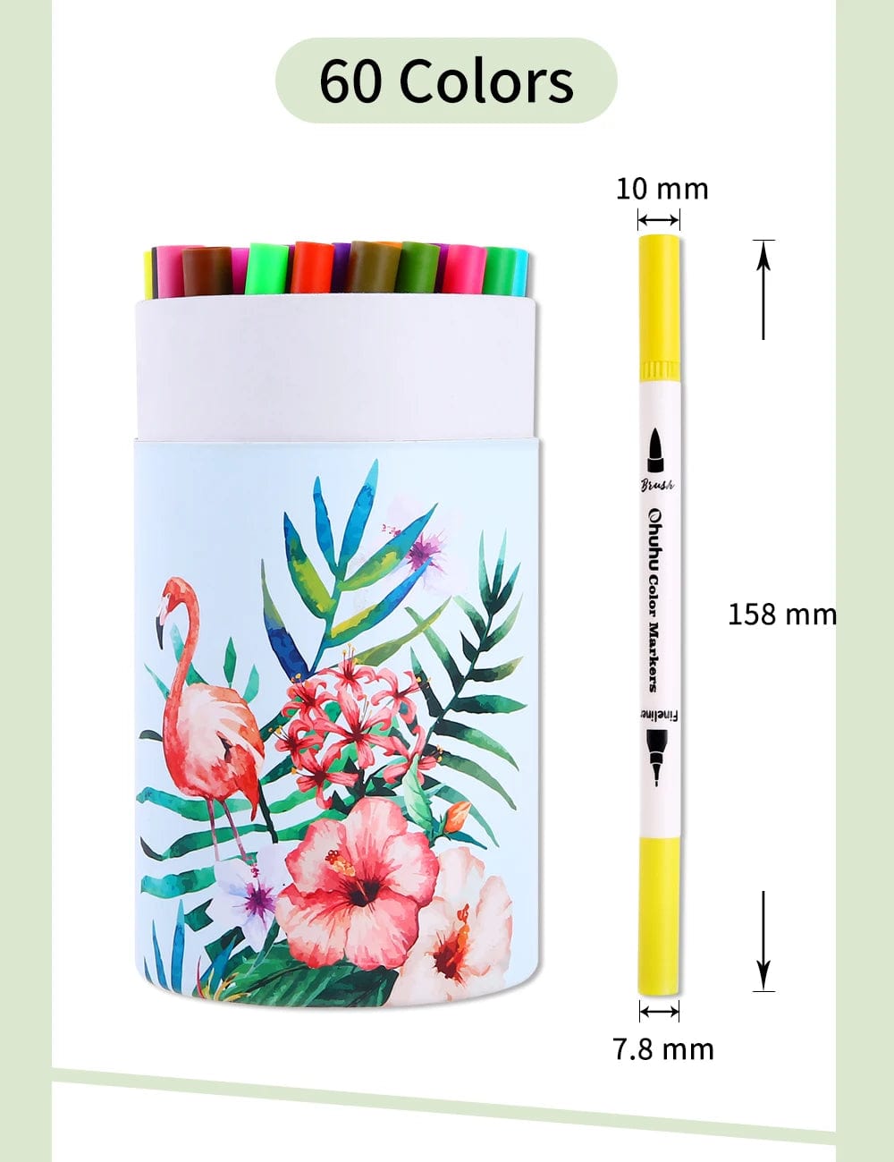 KUMA Stationery & Crafts  Maui 60 Colors Ohuhu Dual Tip Art Markers; 60pc Set Tubular Set