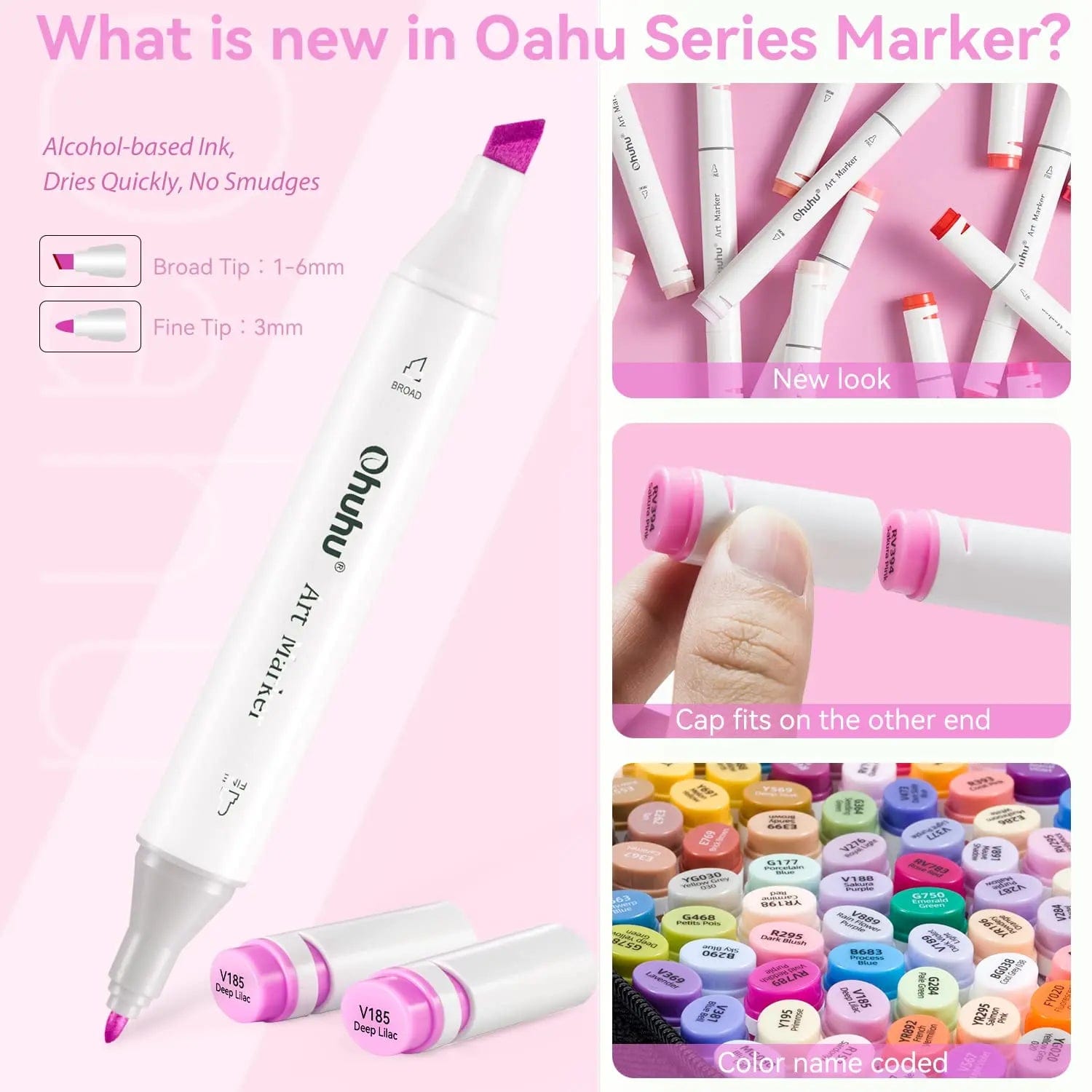 KUMA Stationery & Crafts  Ohuhu Oahu Marker Pen Set Alcohol Art Markers Dual Brush