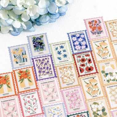 KUMA Stationery & Crafts  A Spring Florals Post Stamp Sticker Set