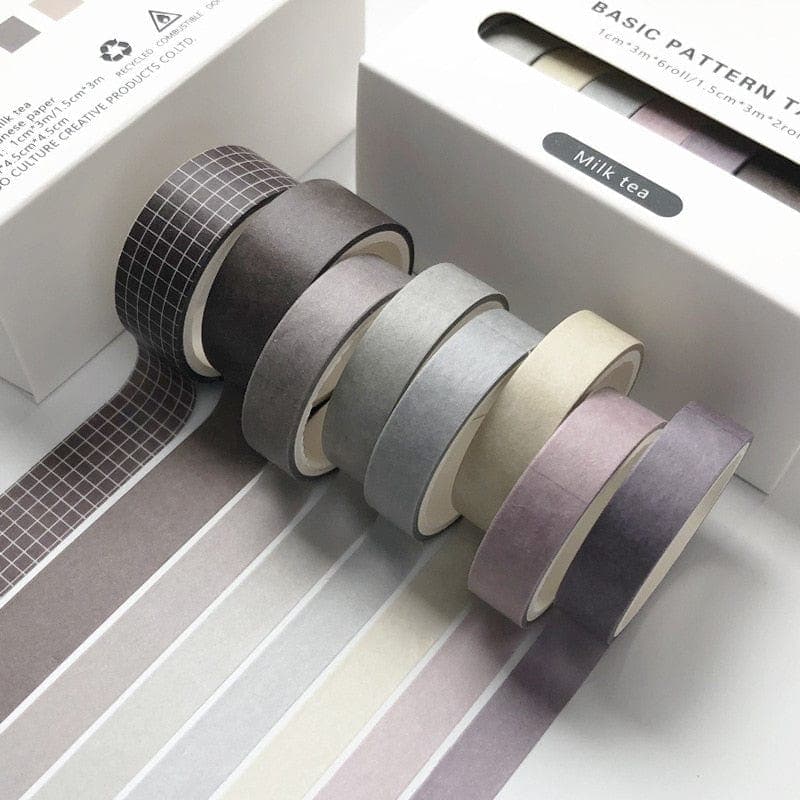 KUMA Stationery & Crafts  Stationery MILKTEA Basic Range Washi Tape (8pieces)