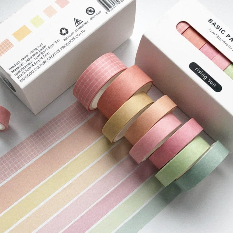 KUMA Stationery & Crafts  Stationery RISINGSUN Basic Range Washi Tape (8pieces)