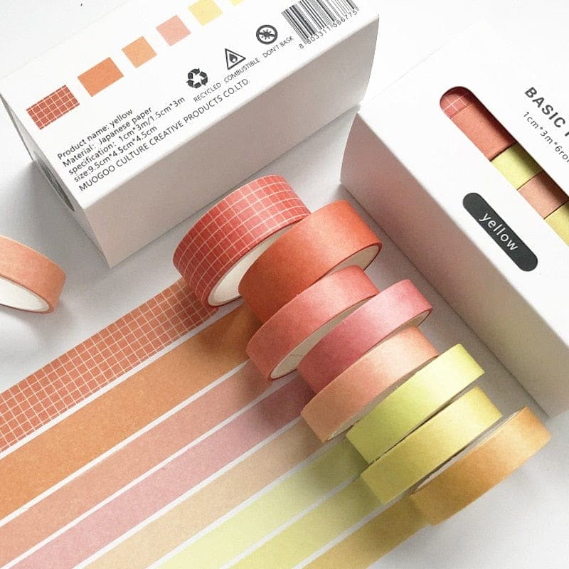 KUMA Stationery & Crafts  Stationery YELLOW Basic Range Washi Tape (8pieces)