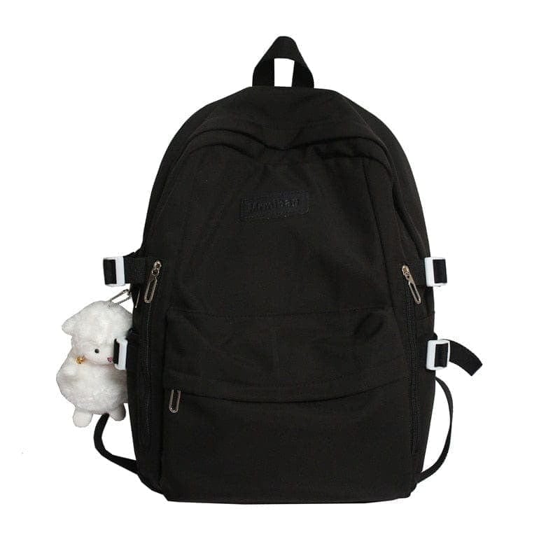 KUMA Stationery & Crafts  Stationery Black Casual Waterproof Nylon Backpack - with cute sheep pedant 🐑