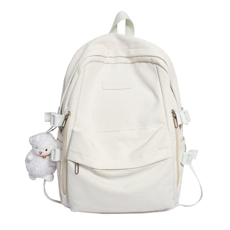 KUMA Stationery & Crafts  Stationery white Casual Waterproof Nylon Backpack - with cute sheep pedant 🐑