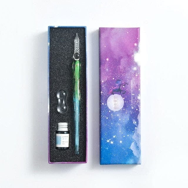 KUMA Stationery & Crafts  Stationery Small Set: Green Pen Glass Dip Pen Set