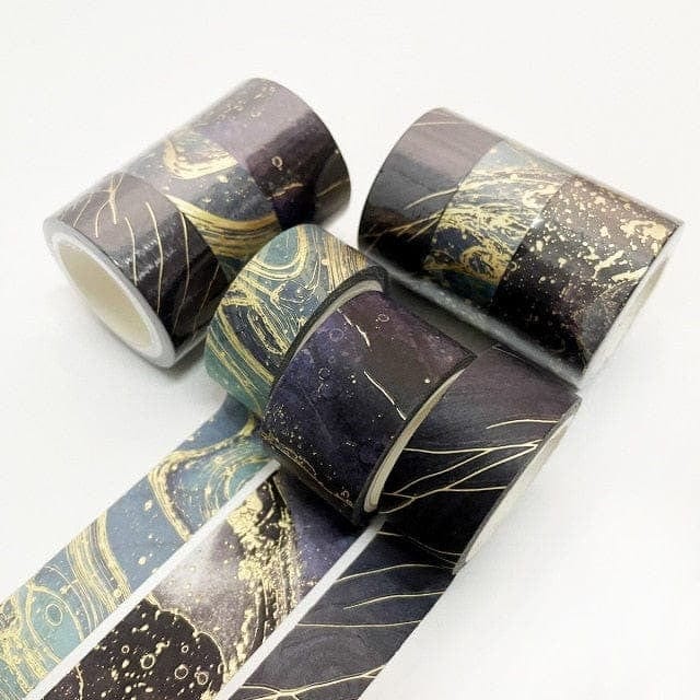KUMA Stationery & Crafts  Stationery Black Marble Gold Foil Washi Tape Collection: 8 sets to choose from