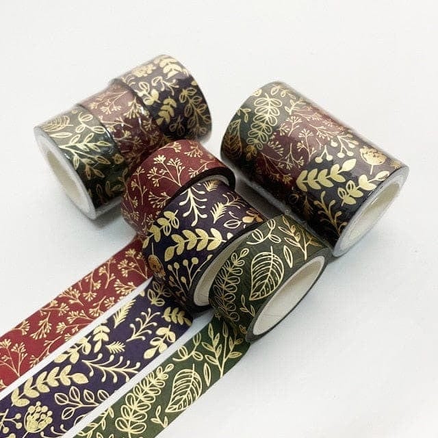 KUMA Stationery & Crafts  Stationery Floral Leaves Gold Foil Washi Tape Collection: 8 sets to choose from