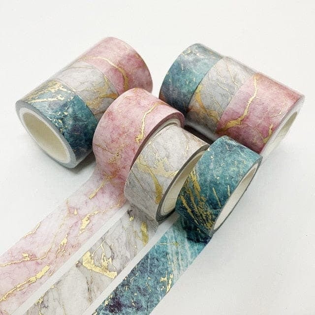 KUMA Stationery & Crafts  Stationery Pastel Marble Gold Foil Washi Tape Collection: 8 sets to choose from